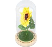 Couvre-verre simulateur de tournesol Décoration lumineuse LED Tournesol artificiel éternel Dôme en verre pour femmes