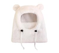 Couvre-Visage de Ski pour, écharpe col tricotée | Chapeau Thermique Doux avec Capuche, pour garçons et Filles pour Snowboard randonnée Sports d'hiver et Course à Pied, Blanc