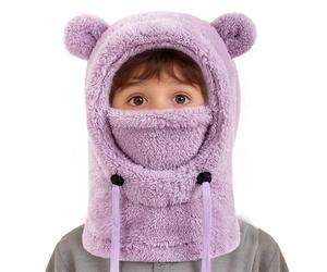 Couvre-Visage de Ski pour, écharpe col tricotée | Chapeau Thermique Doux avec Capuche, pour garçons et Filles pour Snowboard randonnée Sports d'hiver et Course à Pied, Aubergine