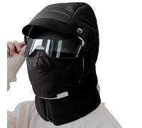 Couvre-visages extérieurs à couverture complète coupe-vent - Chapeau de ski entièrement couvrant, capuche d'hiver imperméable 4 en 1 avec masque facial amovible, lunettes intégrées, protection audit