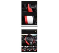 Couvre Voiture Housse de Volant Universelle en Cuir PU 38cm antidérapante Protection Fibre Respirante Protecteur Accessoires(Blanc)