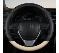 Couvre Voiture Housse de Volant Universelle en Cuir PU épissure antidérapante Usure Quatre Saisons Protecteur Accessoires(Beige Noir)