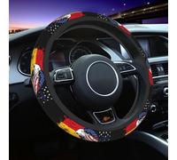 Couvre Volant Amérique Et Espagne Drapeau Espagnol Protege Volant Voiture Antidérapant Housse De Volant Décoration Caches De Volants pour Camions Véhicules Unisexe 38CM