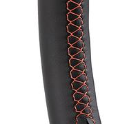 Couvre Volant Couverture de Volant Voiture à Coudre la Main for Tesla modèle 3 2017 2018 2019 2020 2021 enveloppe Direction personnalisée en Cuir Microfibre(Orange Line)