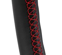 Couvre Volant Couverture de Volant Voiture à Coudre la Main for Tesla modèle 3 2017 2018 2019 2020 2021 enveloppe Direction personnalisée en Cuir Microfibre(Red Line)