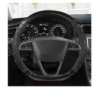 Couvre Volant Couverture De Volant Voiture en Cuir Fiber Carbone Forme O 38CM pour Seat pour Ibiza pour Toledo pour MII Housse Protection Voiture(Black D Shape)