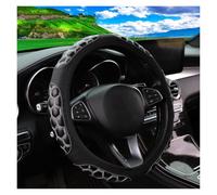 Couvre Volant de Voiture Couvre-Volant Brodé Hexagonal en Cuir Noir Et Blanc, Accessoire D'intérieur De Voiture sans Bords pour Roues De 14 À 15 Pouces(Black 1PC)