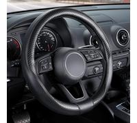 Couvre Volant De Voiture De Petite Taille Pour Prius Civic Camaro Spark Rogue Mini Smart Audi Avec 35.5-36cm De Diamètre Extérieur En Cuir Avec Motif En Fibre De Carbone Noir