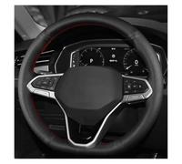 Couvre Volant de Voiture pour VW pour Atlas pour Golf 8 Mk8 pour Polo pour Jetta pour Passat B9 Housse De Volant De Voiture en Cuir Microfibre Bricolage(Orange Thread)