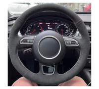 Couvre Volant de Voiture Universelle pour A3 8V Sportback pour A4 B8 Avant | Pour A5 Pour A6 C7 Pour A7 G8 Tresse Housse Volant Voiture Enveloppement Couture À La Main Cuir Suédé(Green Thread)