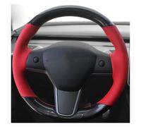 Couvre Volant de Voiture Universelle pour Tesla pour Modèle 3 15-21 | Pour Modèle Y 2019-2021 Bricolage Couverture Volant Voiture Enveloppement Antidérapant En Cuir Suédé Tresse(Style 12)