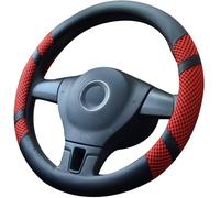 Couvre Volant En Microfibre Cuir Protege Volant Voiture Universelle 38cm, Antidérapant Respirant Souple Durable Accessoire De Voiture (Rouge)