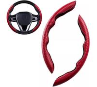 Couvre Volant Fibre Carbone, pour Porsche Cayenne E-Hybrid 2018-2022 2023 2024 202 Accessoire Voiture Sécurisé et Antidérapant Housse Volant Voiture Protege Volant,C/Red