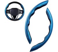 Couvre Volant Fibre Carbone, pour Porsche Cayenne E-Hybrid 2018-2022 2023 2024 202 Accessoire Voiture Sécurisé et Antidérapant Housse Volant Voiture Protege Volant,B/Blue