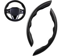 Couvre Volant Fibre Carbone, pour Porsche Cayenne E-Hybrid 2018-2022 2023 2024 202 Accessoire Voiture Sécurisé et Antidérapant Housse Volant Voiture Protege Volant,A/Black