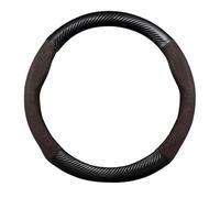 Couvre Volant Housse De Volant De Voiture 38 Cm pour Seat pour Cupra pour Leon Mk3 Mk2 5f pour Ibiza 6j 6l en Cuir De Vachette Suédé Type D Voiture Caches Volant(0 Fiber Brown)