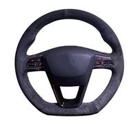 Couvre Volant Housse De Volant De Voiture Antidérapante en Daim Noir Tressé pour Seat Leon pour Cupra R St Ateca FR Housse Volant(Blue Thread)