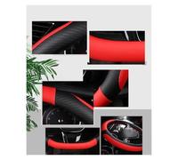 Couvre Volant Housse De Volant De Voiture en Cuir Et Fibre De Carbone en Forme De D pour Suzuki pour Swift pour Dzire 2017-2023 Accessoires Automobiles Voiture Caches Volant(VIN Rouge)
