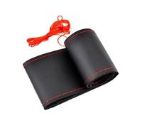 Couvre Volant Housse de Volant de Voiture en Cuir Noir/Rouge/Bleu, Autocollant de Protection, Aiguille de 38 cm, 15 Pouces, Accessoires d'origine pour Focus 2 et 3, Kia et Rio Couvre Voiture(Red)