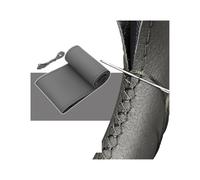 Couvre Volant Housse de Volant de Voiture en Cuir Noir/Rouge/Bleu, Autocollant de Protection, Aiguille de 38 cm, 15 Pouces, Accessoires d'origine pour Focus 2 et 3, Kia et Rio Couvre Voiture(Grey)
