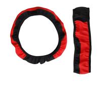 Couvre-volant Housse de volant de voiture extensible en PU sans jante intérieure convient à 14.5 à 15 pouces(Red)