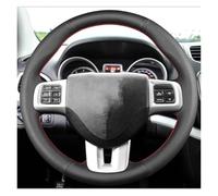 Couvre Volant Housse De Volant De Voiture Tressée en Cuir Microfibre pour Dodge pour Grand pour Caravan pour Journey pour Avenger pour Durango Voiture Caches Volant(Red Blue Thread)