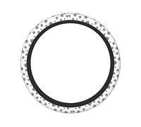 Couvre Volant, Housse de Volant de Voiture Universelle de 15 po élastique antidérapante, Empreinte de Patte Chien et Chat Animaux Gris