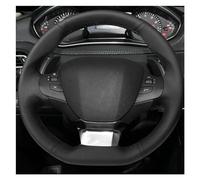 Couvre Volant Housse De Volant en Cuir Noir pour Peugeot 308 2014 - 2017 Enveloppe De Volant en Cuir Microfibre Accessoires De Voiture Bricolage Protege Volant (Couleur : White Thread)