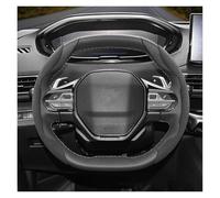 Couvre Volant Housse De Volant en Cuir Suédé À Clipser pour Peugeot 508 207 3008 2008 307 308 206 208 5008 301 pour Expert pour Partner pour Rifter Voiture Caches Volant(Black 2-Piece Set)