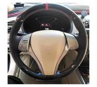 Couvre Volant Housse De Volant en Fibre De Carbone Et Cuir Véritable pour Nissan pour X-Trail pour Teana pour Altima pour Qashqai Voiture Caches Volant(Blue Thread)
