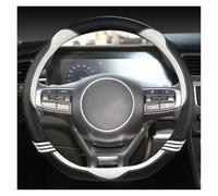 Couvre Volant Housse Volant en Cuir Et Fibre Carbone en Forme D pour Kia pour Sportage 5 pour GT-Line 2021-2022 Antidérapant Couvre Volant(Blanc)