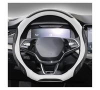 Couvre Volant Housse Volant en Cuir Et Fibre Carbone en Forme D pour Skoda pour Octavia pour Fabia pour Kamiq pour Rapid 2020 2021 2022 2023 Antidérapant Couvre Volant(Blanc)