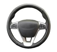 Couvre Volant Housse Volant Voiture en Cuir Véritable pour Lada pour Vesta 2015 2016 2017 2018 2019 pour Xray 2015-2017 Accessoires Décoration Voiture(White Thread)