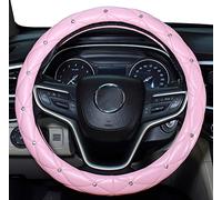 Couvre-Volant Mayco Bell Diamond pour Femmes, Couvre-Volant de Voiture Bling Bling, Voiture Universelle 15 Pouces avec Cristal de Diamant (Rose)