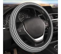 Couvre Volant Pied-De-Poule Noir, Respirant Housse De Volant Sécurité Housse Volant Voiture pour Accessoires Décoratio Voiture 38Cm