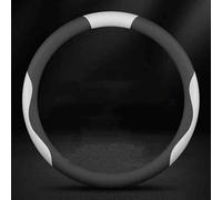 Couvre Volant pour Audi A8 Saloon D3 5 Seats SWB 2002-2010, Housse de Volant en Simili-Cuir Antidérapante et Respirante Protection Accessoire Intérieur,O-Shape-Black and White