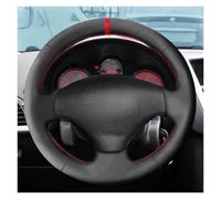 Couvre Volant Pour Peugeot 206 2007 2008 2009 Pour Peugeot 207 Pour Citroen Pour C2 Housse Volant Voiture En Cuir Microfibre Noir Housse De Volant(Red Thread)