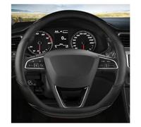 Couvre Volant pour Seat pour Ibiza pour Toledo pour MII O Forme D Housse Protection Volant Voiture en Cuir Fiber Carbone Accessoires Décoration Voiture(Black D Shape)