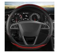 Couvre Volant pour Seat pour Leon pour Arosa pour Exeo St O Forme D Housse Protection Volant Voiture en Cuir Fiber Carbone Housse Protection Voiture(Red D Shape)