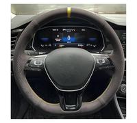 Couvre Volant pour VW pour Golf 7 Mk7 pour Polo pour Jetta pour Passat B8 Couverture De Volant De Voiture en Enveloppe De Volant Couture À La Main DIY Voiture Caches Volant(Orange Thread)