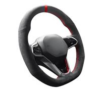 Couvre Volant pour VW pour Golf 8 pour MK8 pour GTI pour Golf pour GTE 2020 2021 Point Main Daim Couverture Volant Voiture Accessoires D'intérieur Automobile Couverture Volant Voiture(Red Thread)