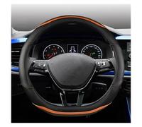 Couvre Volant pour VW pour Passat B1 B2 B3 B4 B5 B6 B7 B8 pour CC Housse De Volant De Voiture en Fibre De Carbone PU Cuir Accessoires Automobiles Voiture Caches Volant(D Orange)