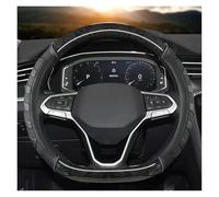 Couvre Volant pour VW pour Teramont pour Atlas pour T-Roc pour T-Cross 2017-2021 Housse Volant Voiture en Forme D 38 Cm Antidérapante Et Résistante À l'usure Voiture Caches Volant(Noir)