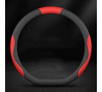 Couvre Volant pour VW Tharu 2019-2022, Housse de Volant en Simili-Cuir Antidérapante et Respirante Protection Accessoire Intérieur,D-Shape-Black and Red