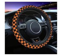 Couvre Volant Protecteur Volant Voiture Damier Couverture Universelle À Carreaux 37-38cm 2024(Orange and Black)