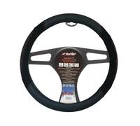 Couvre-Volant Shammy Noir En Ecopeille Nero En Daim Perforé Coutures Rouges