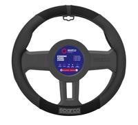 Sparco Couvre-volant S130 PVC/daim/caoutchouc Ø38 cm Noir pour voiture