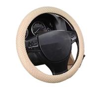 Couvre Volant Voiture avec Aiguilles Et Tissu en Maille Diamètre 36-38cm Accessoires De Voiture Auto Tresse sur Volant Couverture De Volant De Voiture Couvre Volant Respirante(Beige)