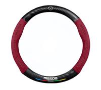 Couvre Volant Voiture Compatible avec Mazda Kai, Housse de Volant Cuir Protection Volant Respirant et Antidérapant Confortable Housse Volant,Red