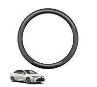 Couvre Volant Voiture en Fibre de Carbone pour Corolla E210 2018-2025 Forme Ronde Antidérapant Respirant Accessoires intérieurs Noir Mat,Matte+Leather